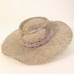 Straw Weave Tribal Pattern Strap Sol Hat