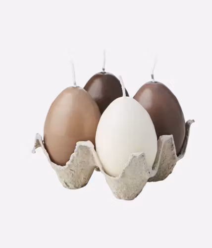 EGG CANDLES Hönsägg, 4-pack, Brun/beige/elfenben