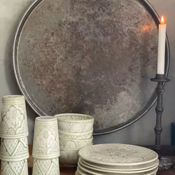 Moroccan ceramic bowl 18 cm light green