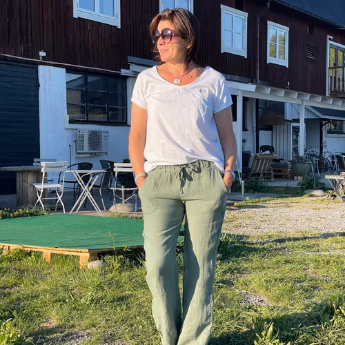 Linnebyxa flare Unique kaki