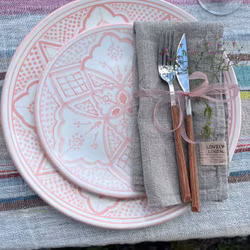 Moroccan hand painted plates in pink