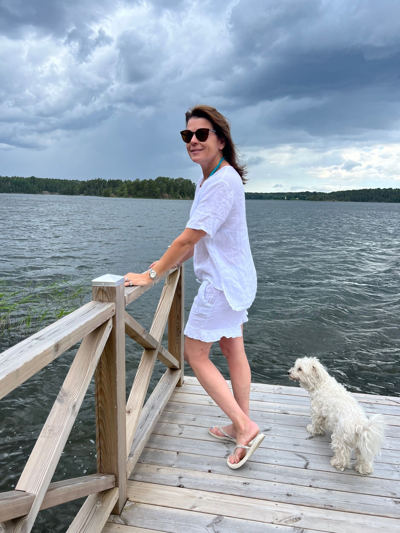 Linen topp always natural by unique kortärm