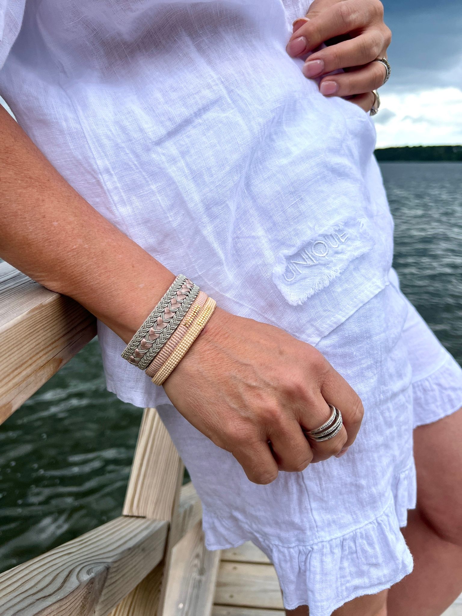 Linen topp always natural by unique kortärm