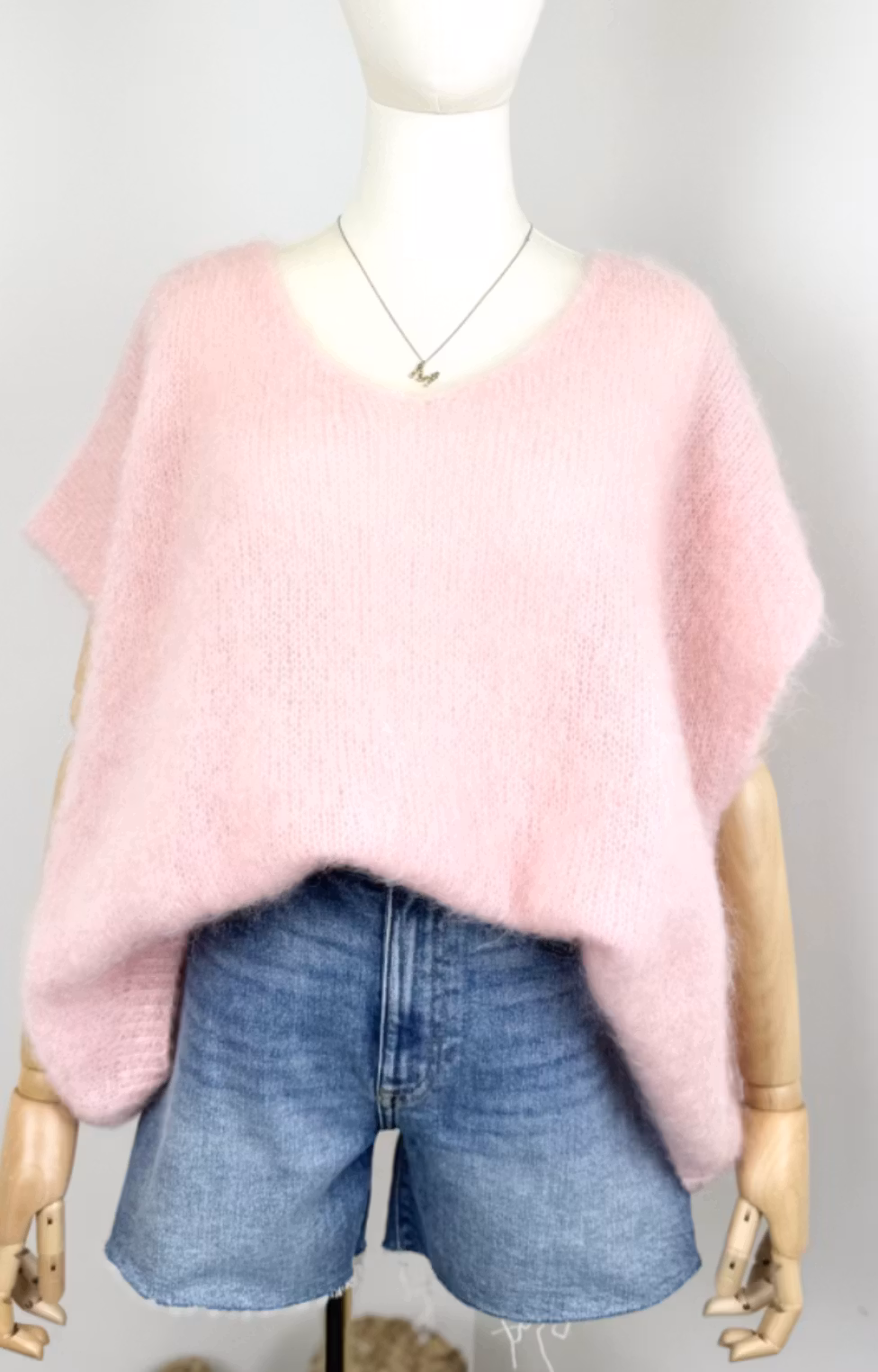 Mohair tröja fluffy soft rose