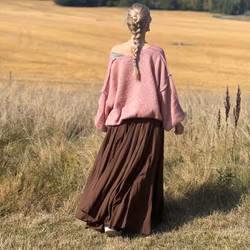 Grovstickad V-Neck Tröja i Rosa – One Size, Oversize