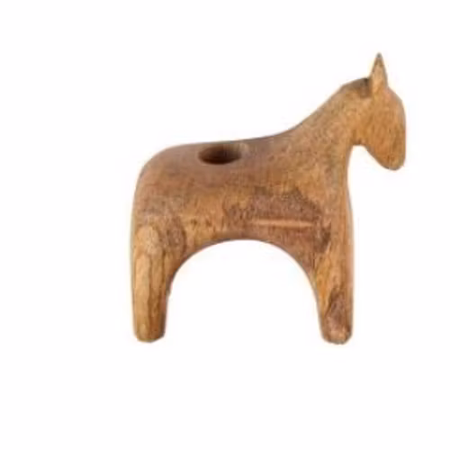 Candlestick in the form of a hand-polished wooden horse