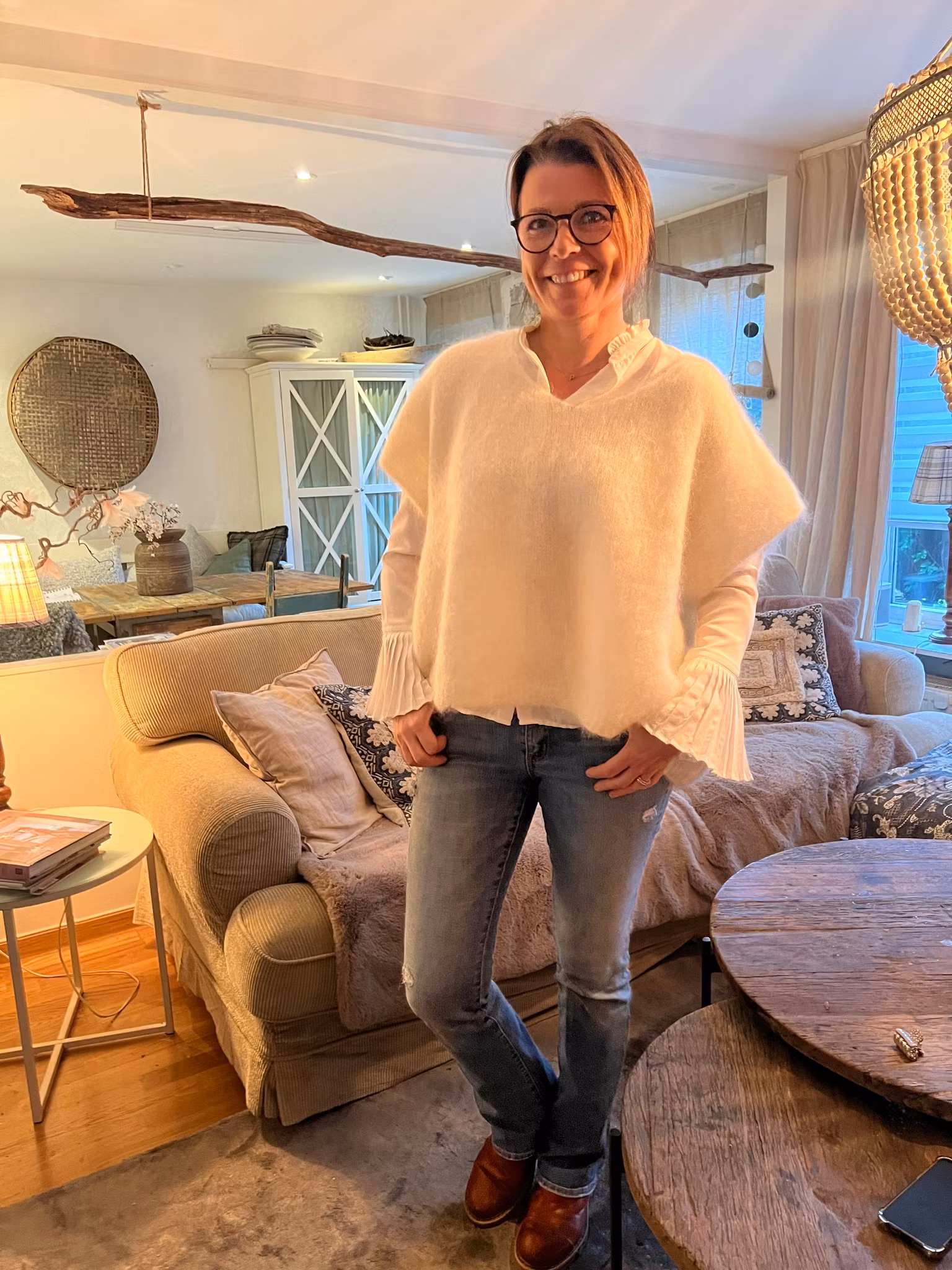 Mohair tröja fluffy off white
