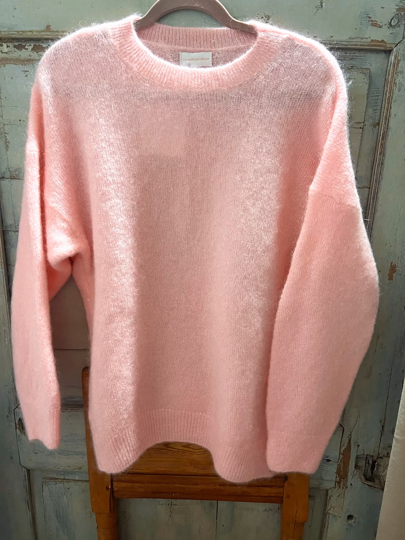 Stickad i mohair rosa