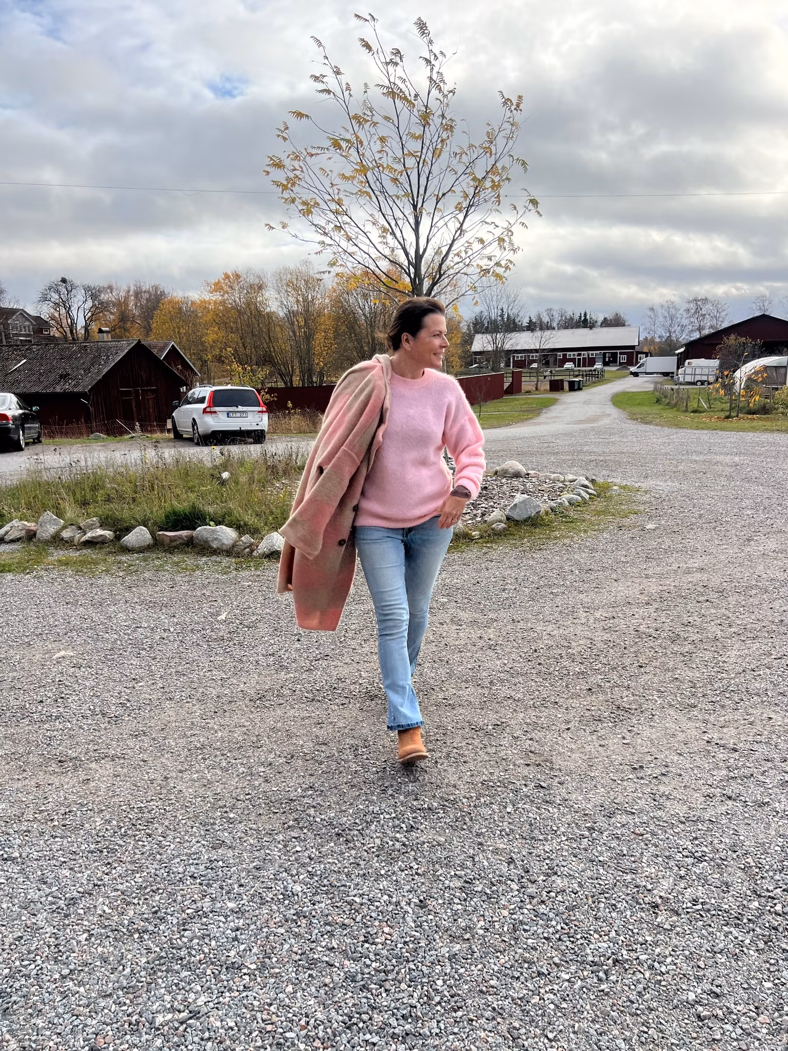 Stickad i mohair rosa