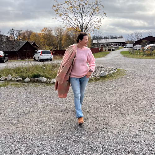 Stickad i mohair rosa