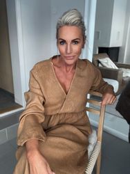 Dress Monaco 100% linen long sleeve sand
