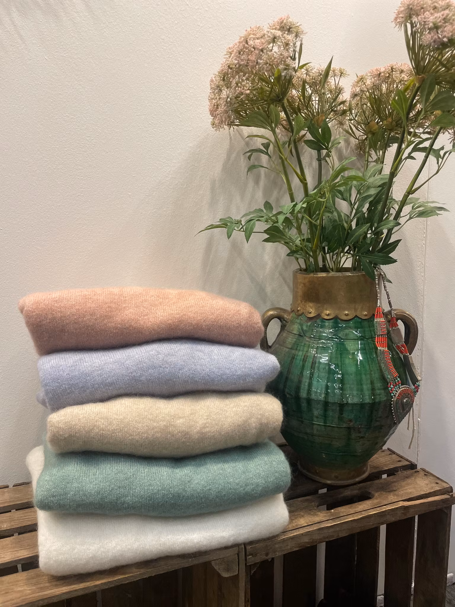 Stickad i mohair rosa
