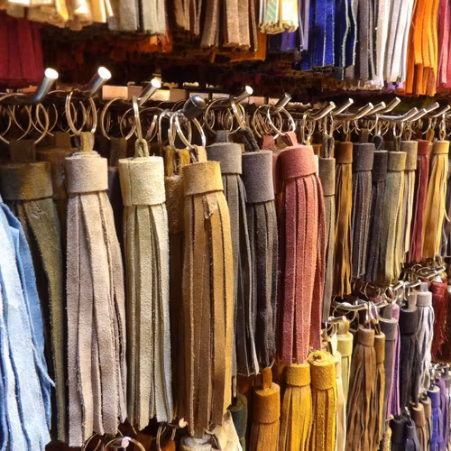 Nyckelring Mocka Läder Tassel Brun