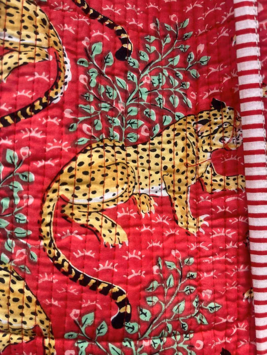 Tiger Printed Cotton Quilted Handbag Women Shoulder Bag Tote