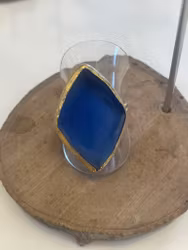 Boho Ring med Stor Blå Sten – Justerbar Storlek