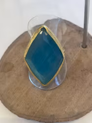 Boho Ring med Stor turkos  Sten – Justerbar Storlek