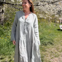 Maxiklänning free spirit med knappar grön