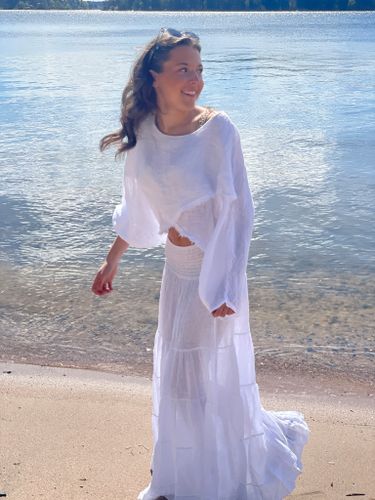 Gypsy Breeze – Volangkjol i Linne vit