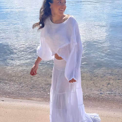 Gypsy Breeze – Volangkjol i Linne vit