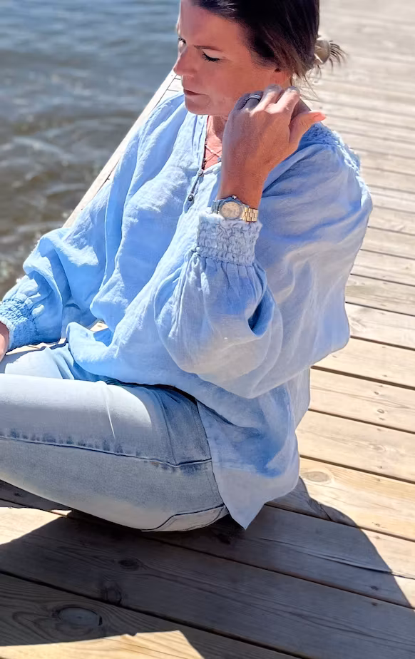 Nomad Spirit Linen Blouse sky blue