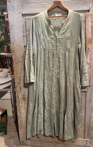 Maxiklänning free spirit med knappar kaki