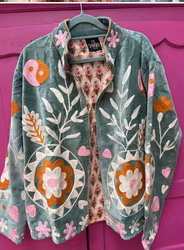 Boho Soul Velvet Jacket -sage green