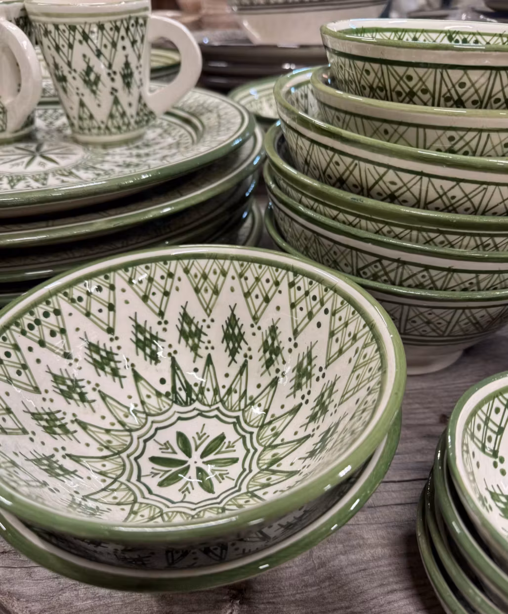 Marockanska skålar 10-30 cm grön star