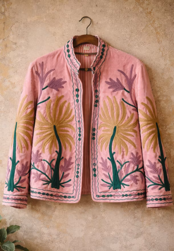 Boho Soul Velvet Jacket -bubble pink