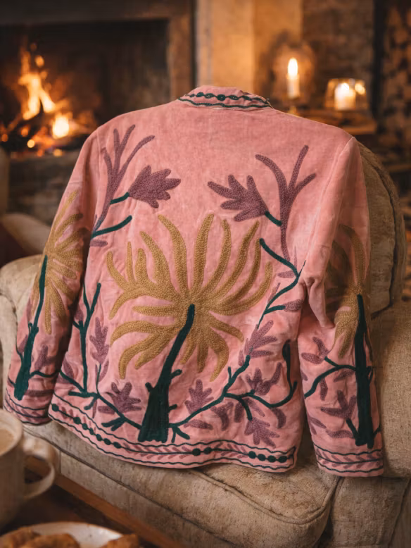 Boho Soul Velvet Jacket -bubble pink