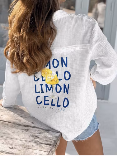 Oversized bomullsskjorta “Limoncello”