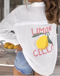 Limoncello Oversized Bomullsskjorta – Vit / rosa