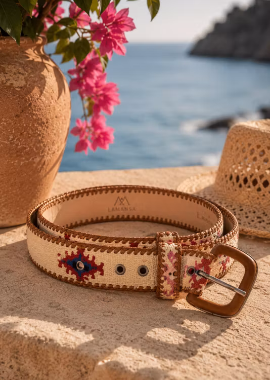 Handgjorda skärp från Guatemala beige