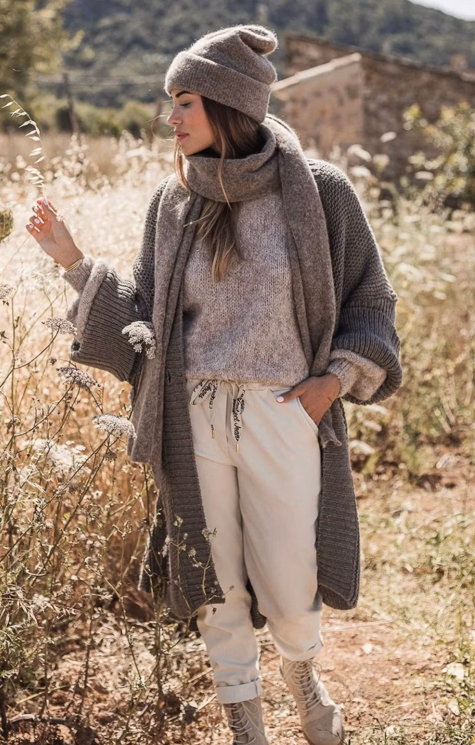 Tess chunky cardigan, taupe