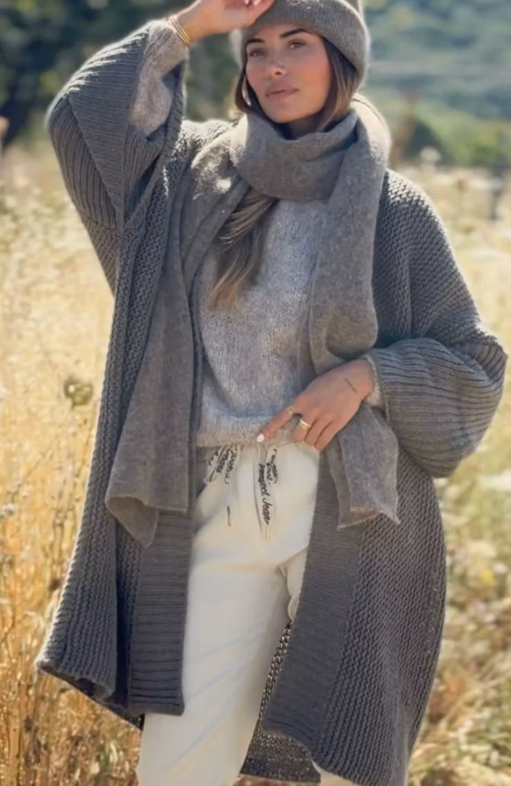 Tess chunky cardigan, taupe