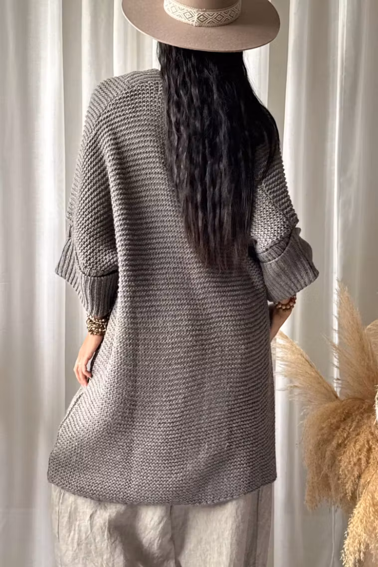 Tess chunky cardigan, taupe