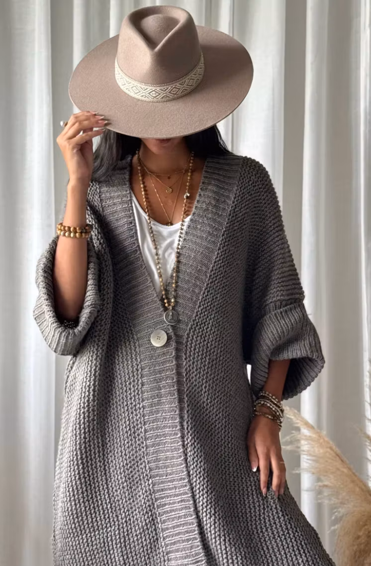 Tess chunky cardigan, taupe