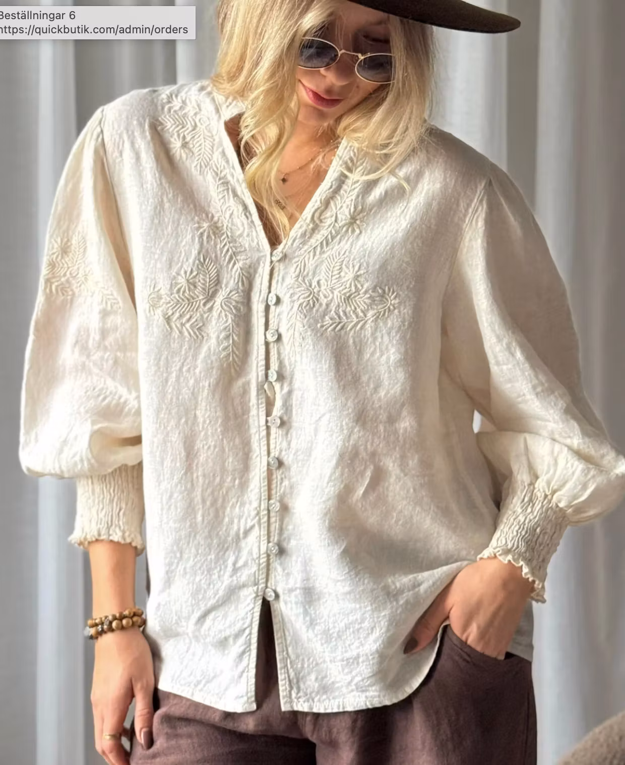 Cottage dream linen blouse, vanilla
