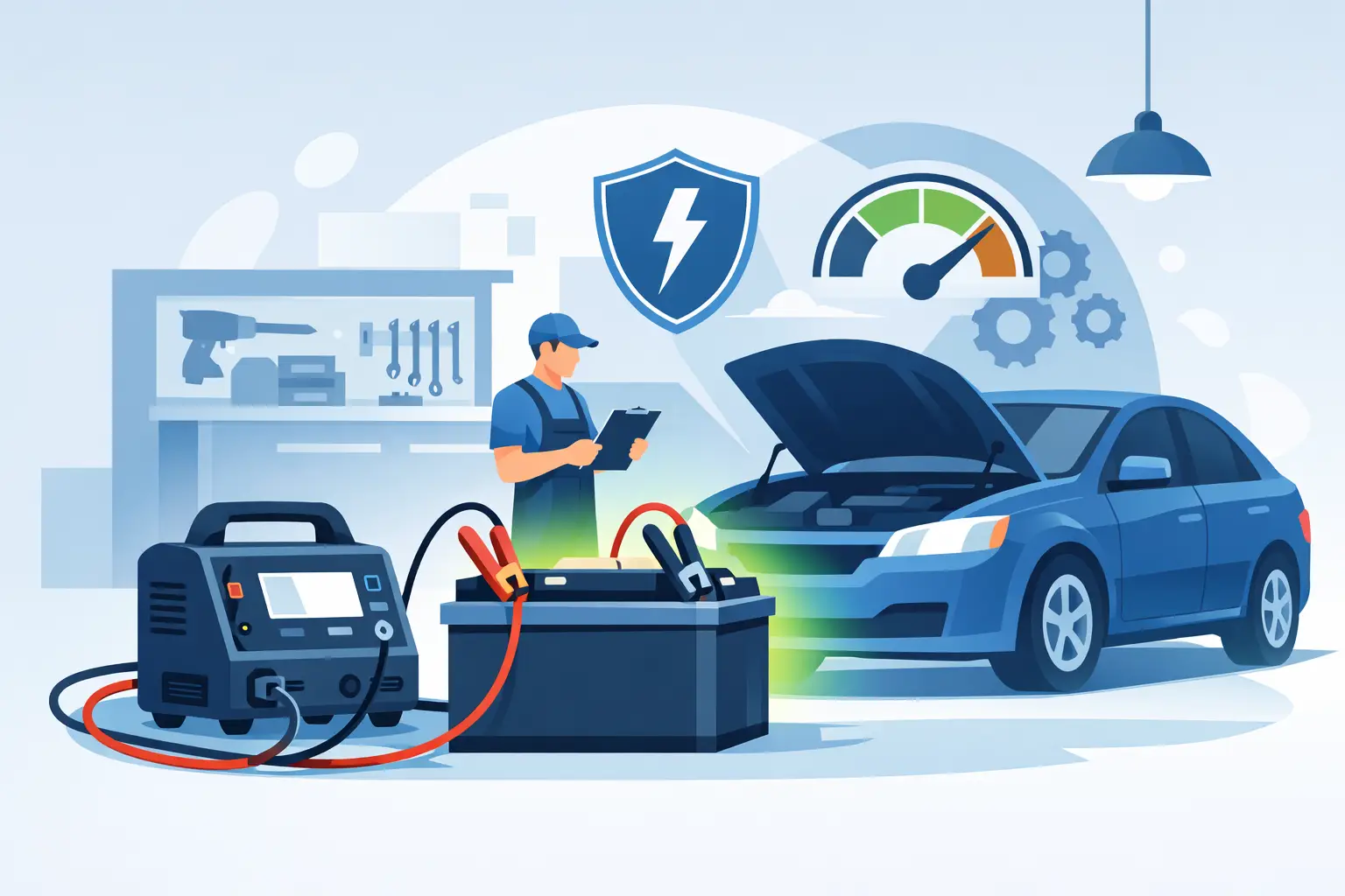 Batteriladdare verkstad för säker och snabb drift