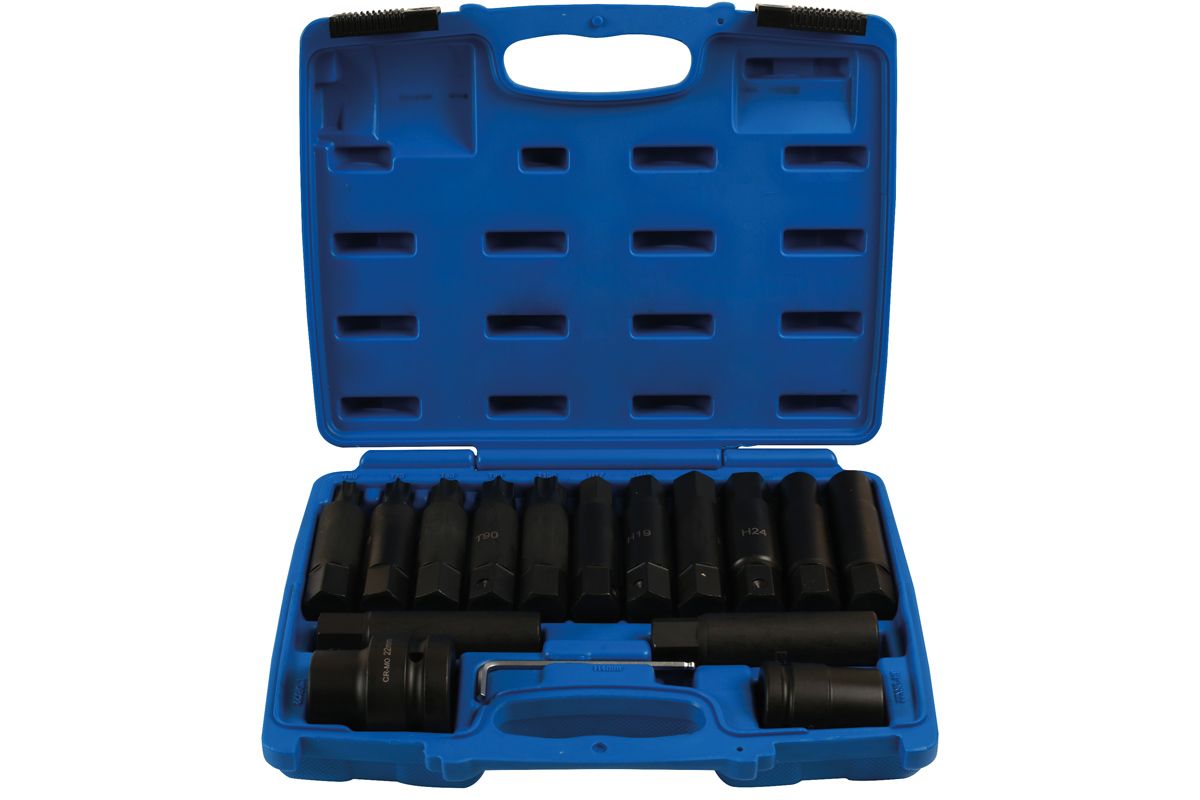 Krafthylsor- och bitssats 3/4”D, 1”D 16 st