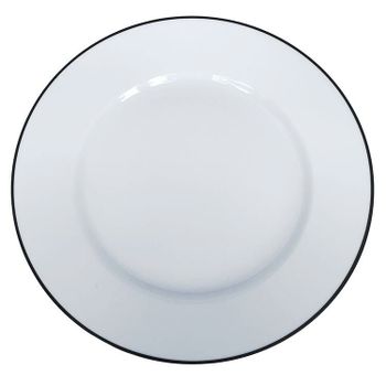 Blocho Kaszub Tallrik flat rund vit med svart rand 26,5cm, 12 st/frp