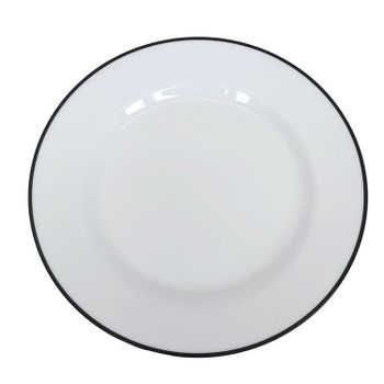 Blocho Kaszub Tallrik flat rund vit med svart rand 19cm, 24 st/frp