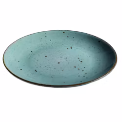 Blocho Hotel Tallrik flat rund handmålad turkos 19cm, 6 st/frp