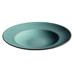Blocho Kaszub Tallrik djup rund handmålat turkos 29cm, 6 st/frp