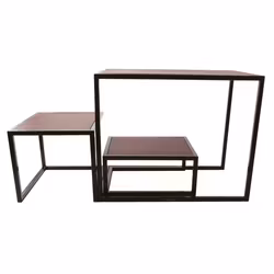 Ställning 35,5x29,5cm H 16cm trä med ram i svart metall, 1st/frp FRANKHUGO