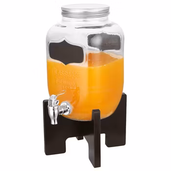 Juice dispenser 16x24x35cm 4l glas med trästativ, 1st/frp FRANKHUGO