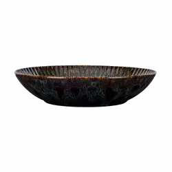Blocho Daisy Tallrik djup rund 22 cm med grönsvart dekor samt relieff, 6 st/frp