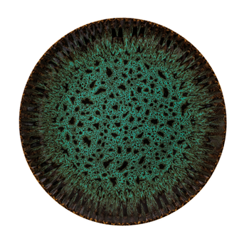 Blocho Daisy Tallrik flat rund 27 cm med grönsvart dekor samt relieff, 6 st/frp
