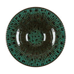 Blocho Daisy Tallrik djup rund 30 cm med grönsvart dekor samt relieff, 6 st/frp