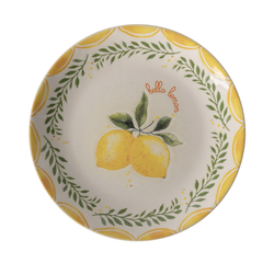 Blocho Limoncello Tallrik flat rund vit med mönster 20cm, 6st/frp