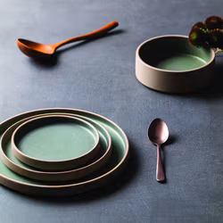 Djup tallrik med hög kant 13 cm Sandie Green stengods 6st/frp FRANKHUGO